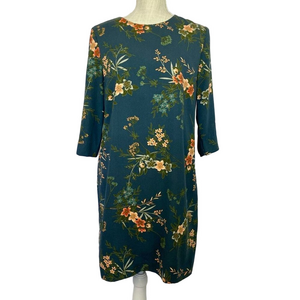 Banana Republic 3/4 Sleeve Shift Dress Short Length Blue GreenFloral Women’s 6